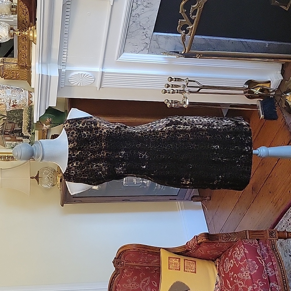 Vtg 80's Leopard Print Velvet Dress